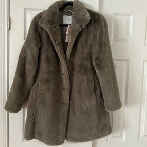 Rino & Pelle Faux Fur Nonna Coat Taupe size 38
